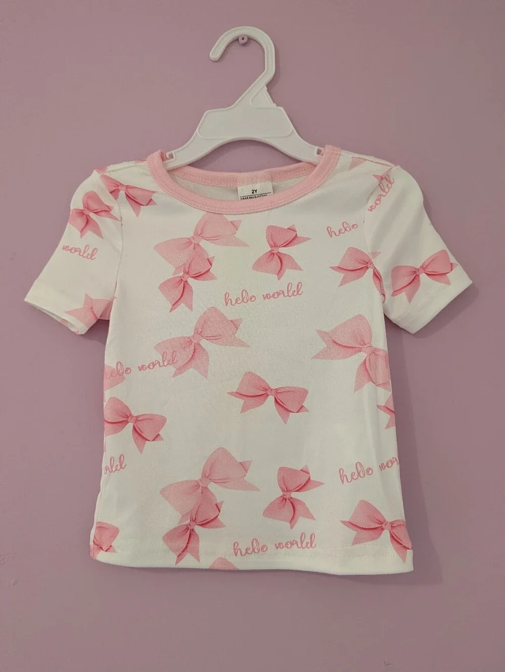 Kids Pink Bow Print Pajama Set - SIZE 2 NEW